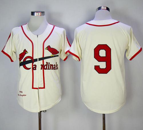 Mitchell And Ness 1946 Cardinals #9 Enos Slaughter Cream Throwback Stitched MLB Jersey - Click Image to Close
